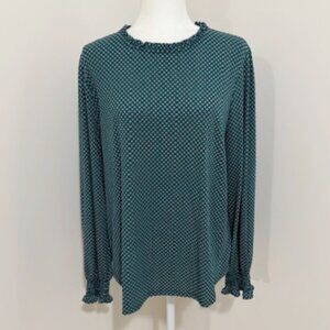 Adrianna Papell Green Teal Long Sleeve Top Blouse Women's Size XL